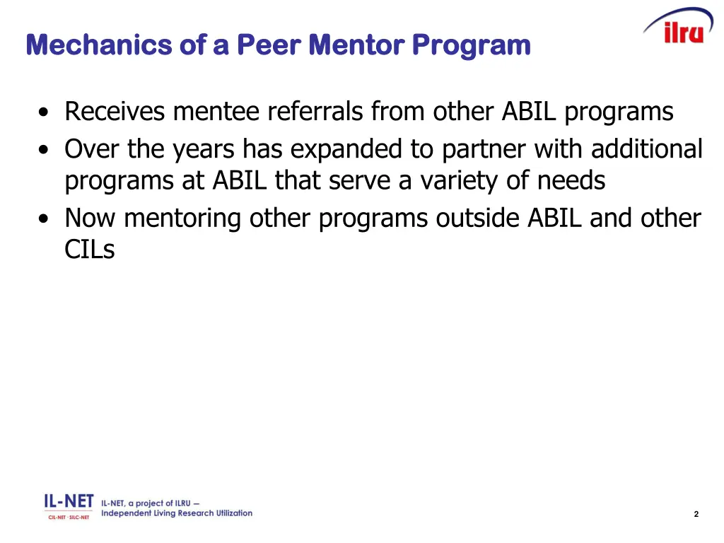 mechanics of a peer mentor program mechanics