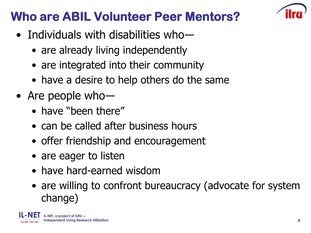who are abil volunteer peer mentors who are abil