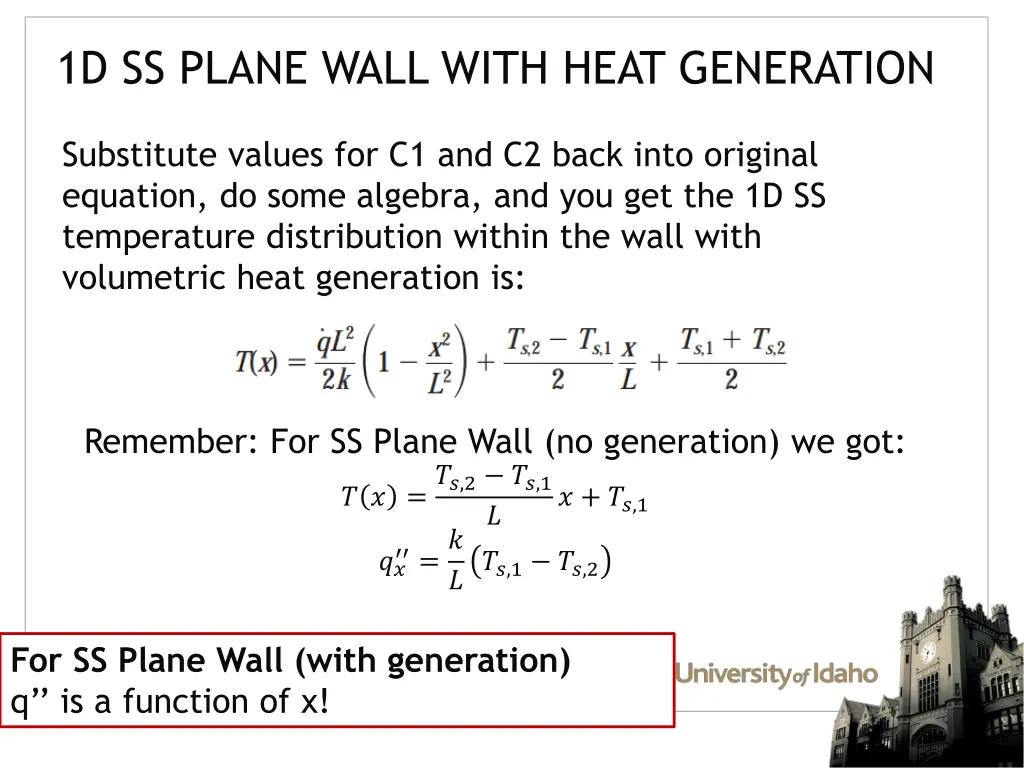 1d ss plane wall with heat generation 1