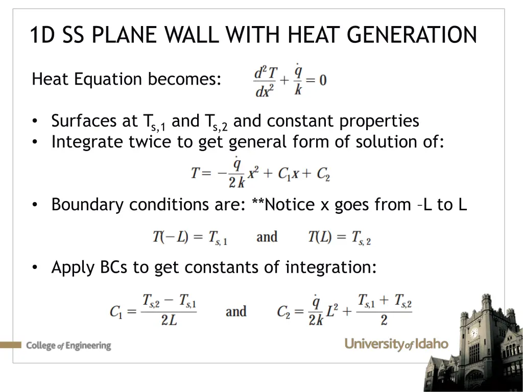 1d ss plane wall with heat generation