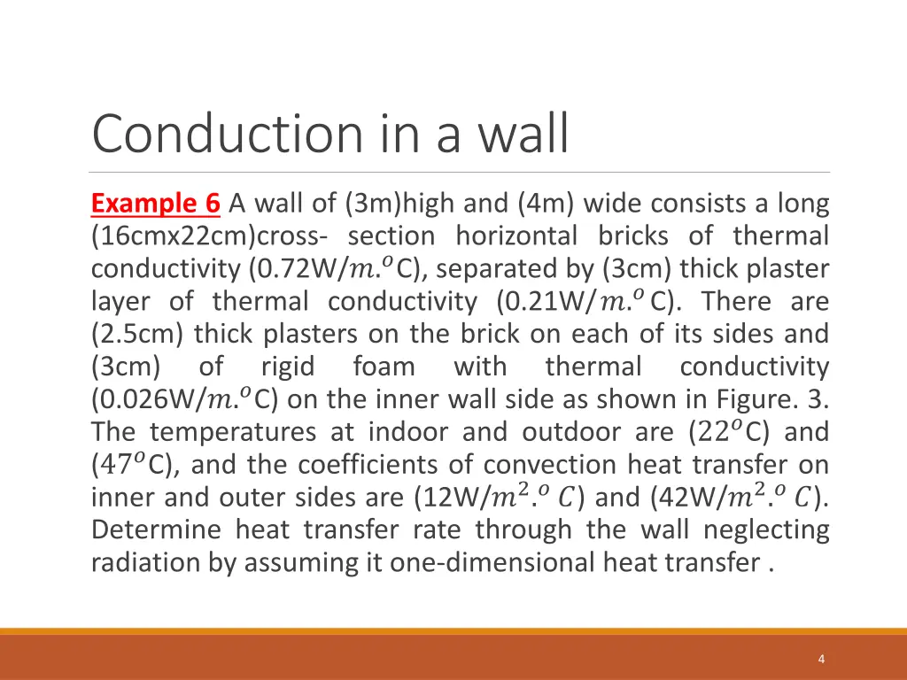 conduction in a wall 2