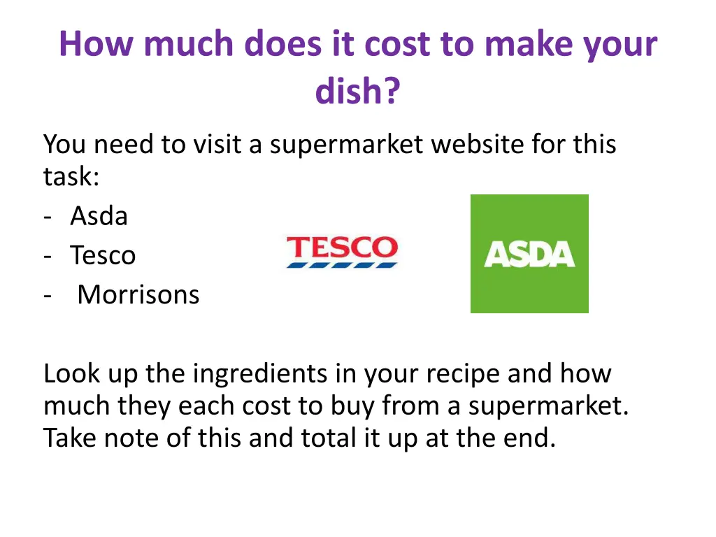 how much does it cost to make your dish
