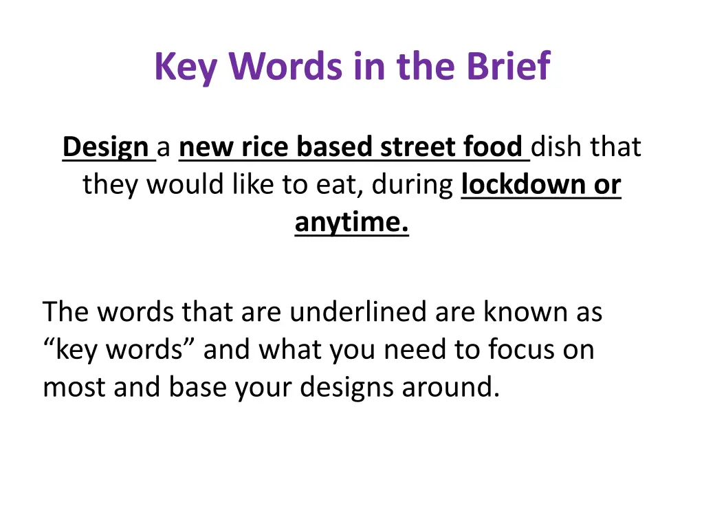 key words in the brief