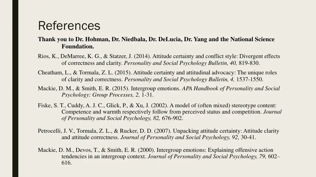 references thank you to dr hohman dr niedbala