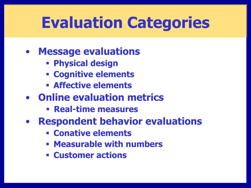 evaluation categories
