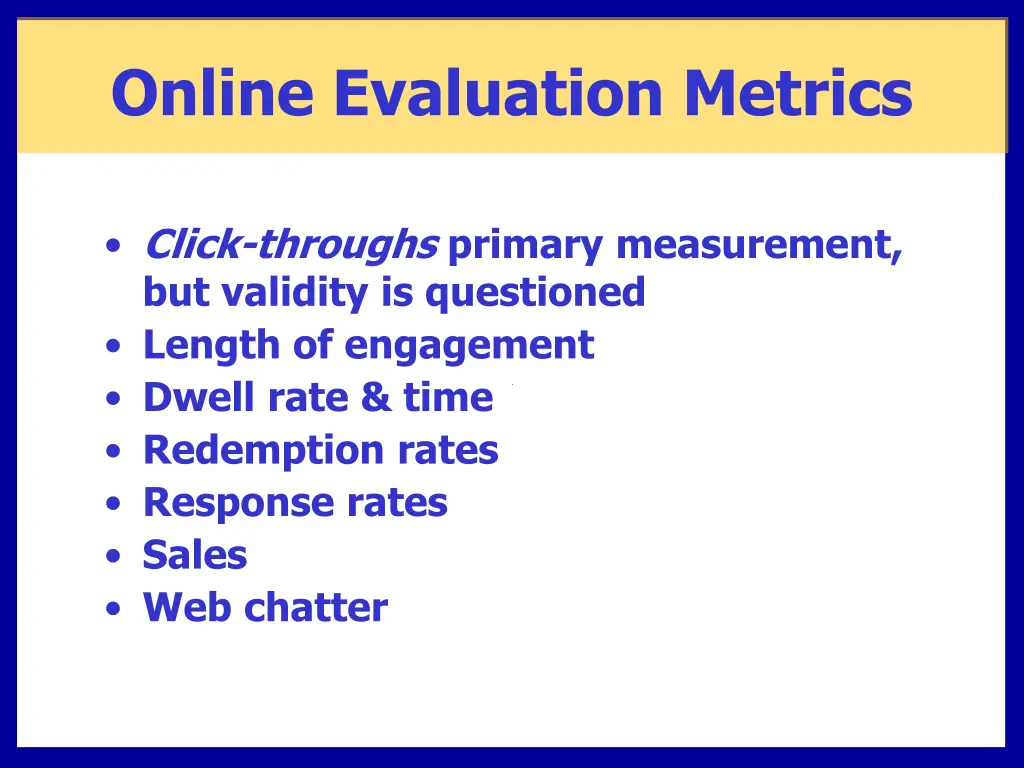 online evaluation metrics