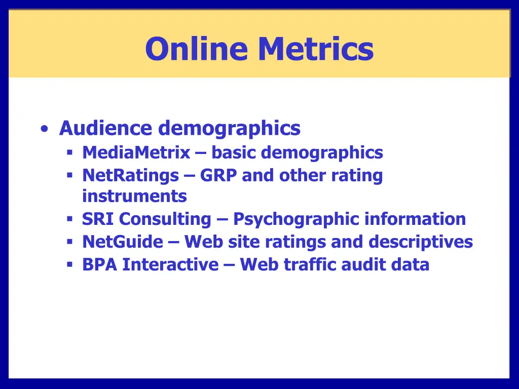 online metrics