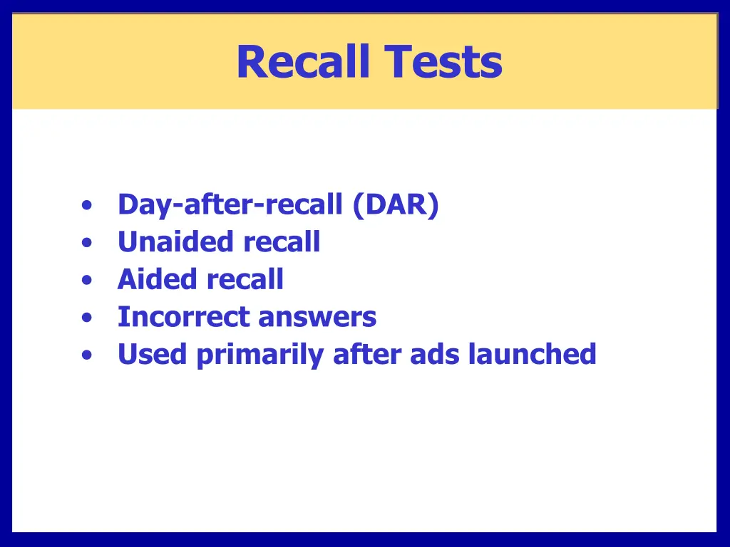 recall tests
