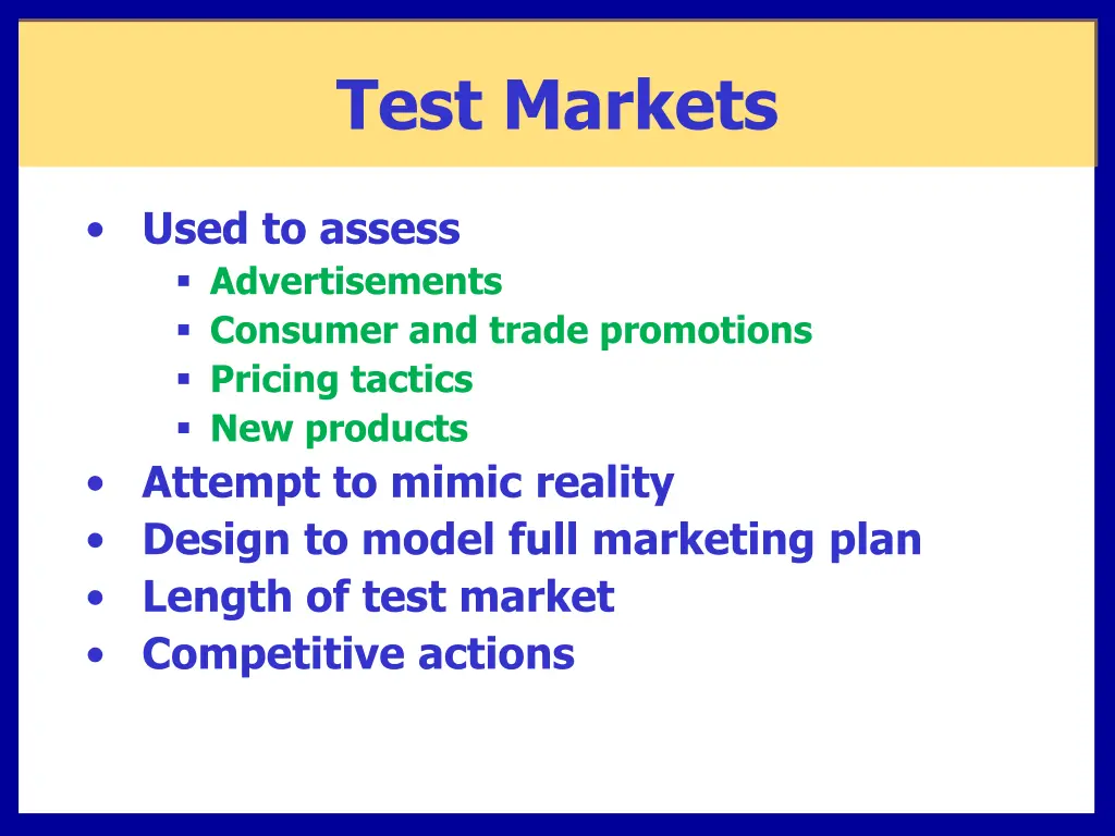 test markets