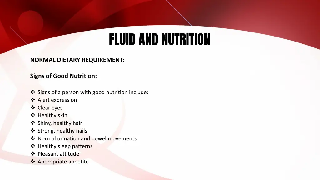 fluid and nutrition 12