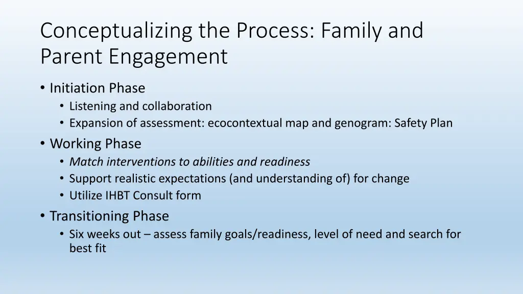 conceptualizing the process family and parent