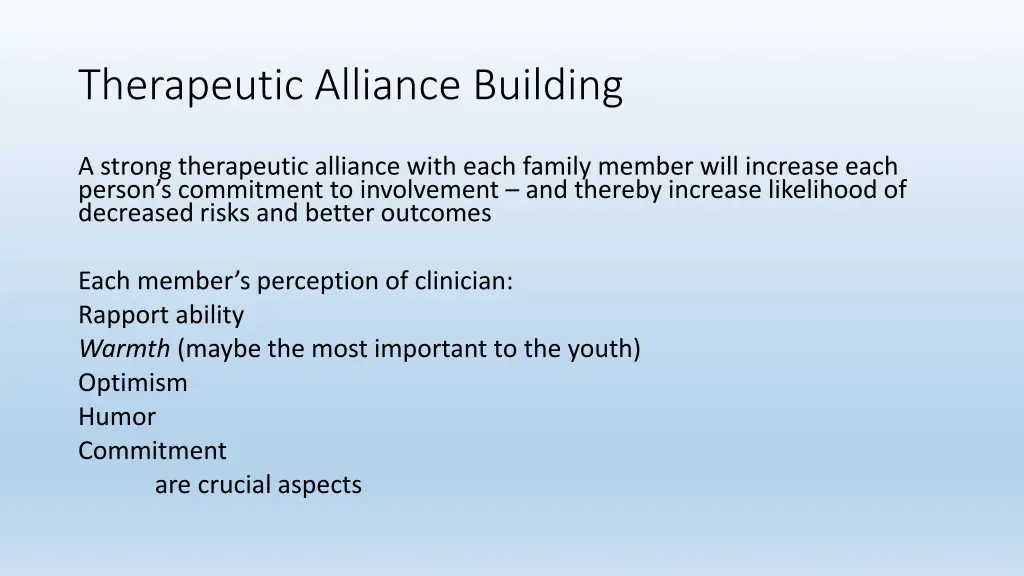 therapeutic alliance building