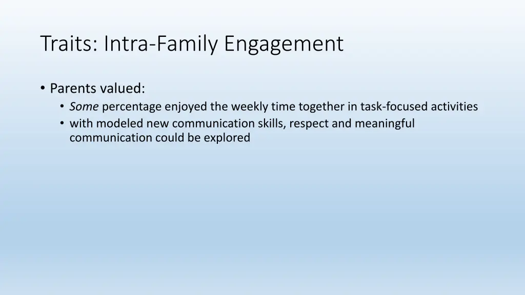traits intra family engagement