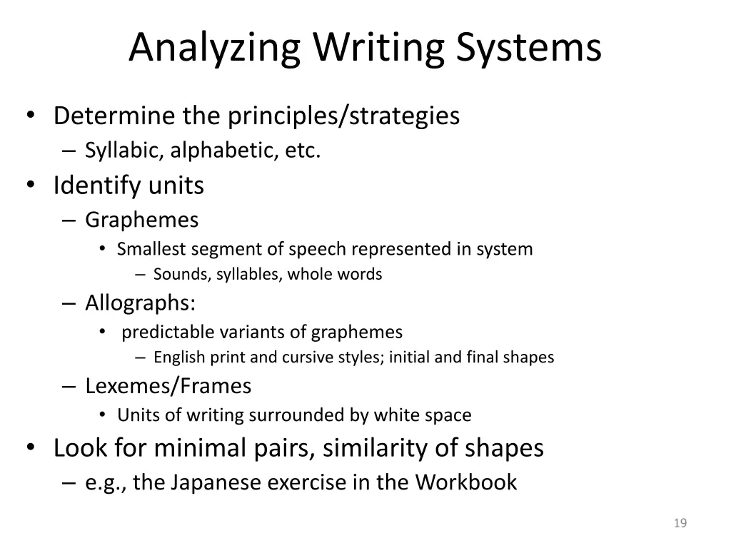 analyzing writing systems