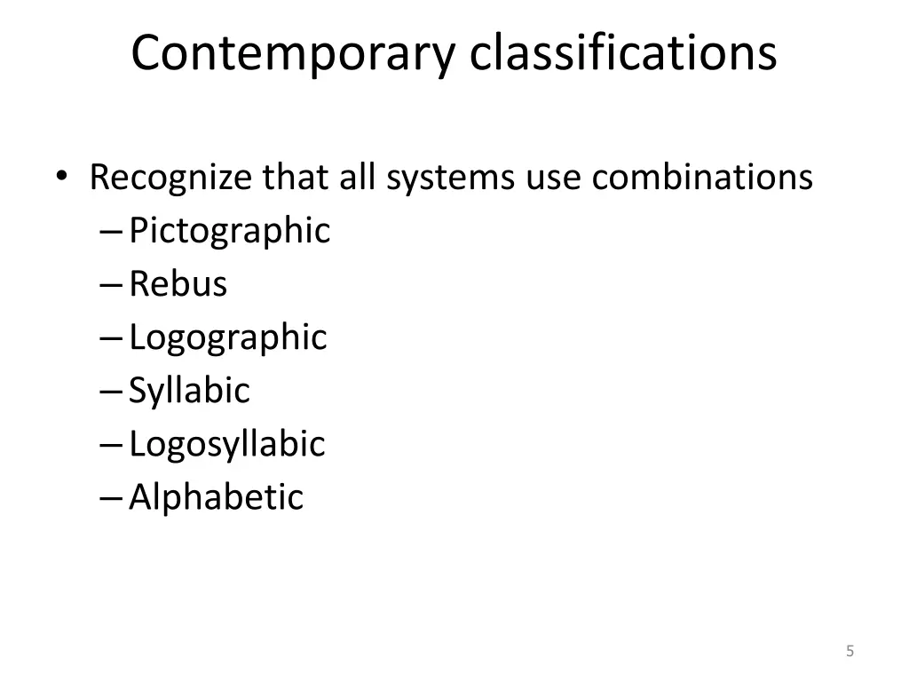 contemporary classifications