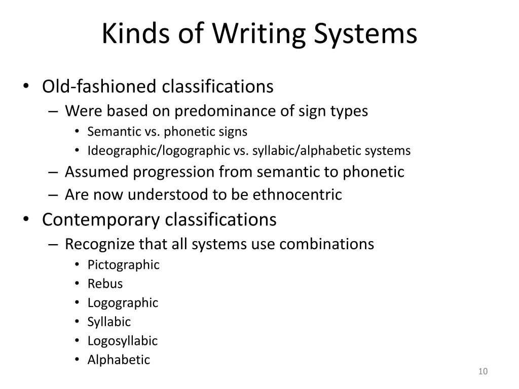 kinds of writing systems
