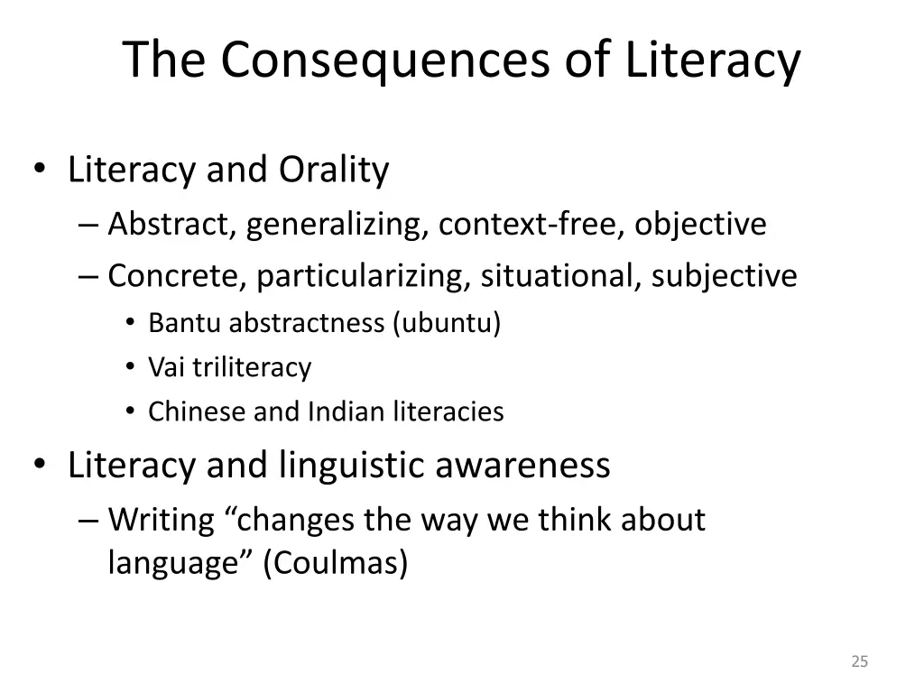 the consequences of literacy