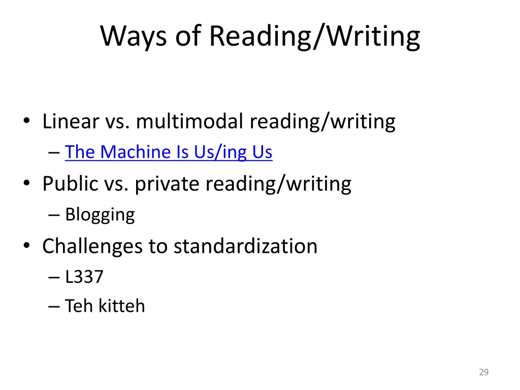 ways of reading writing
