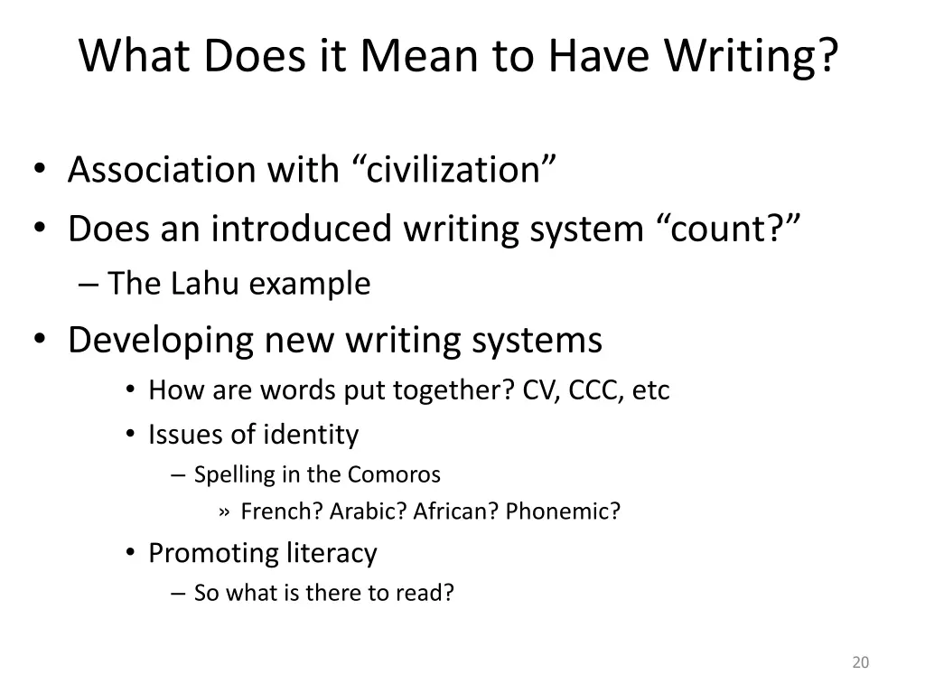 what does it mean to have writing
