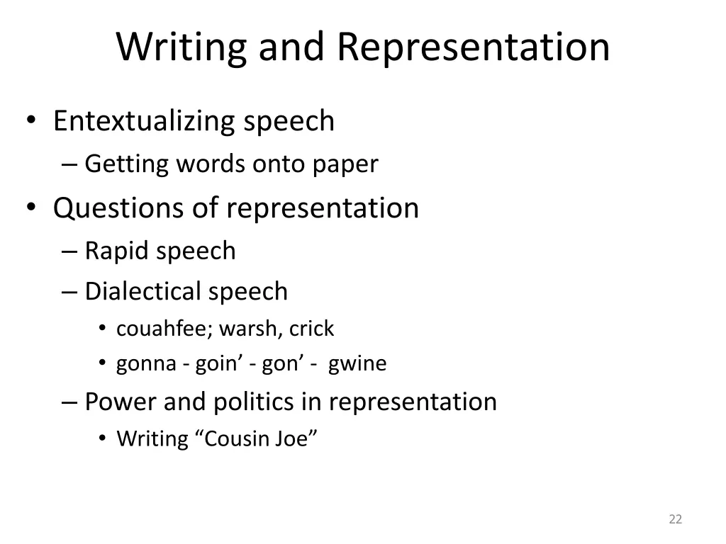 writing and representation