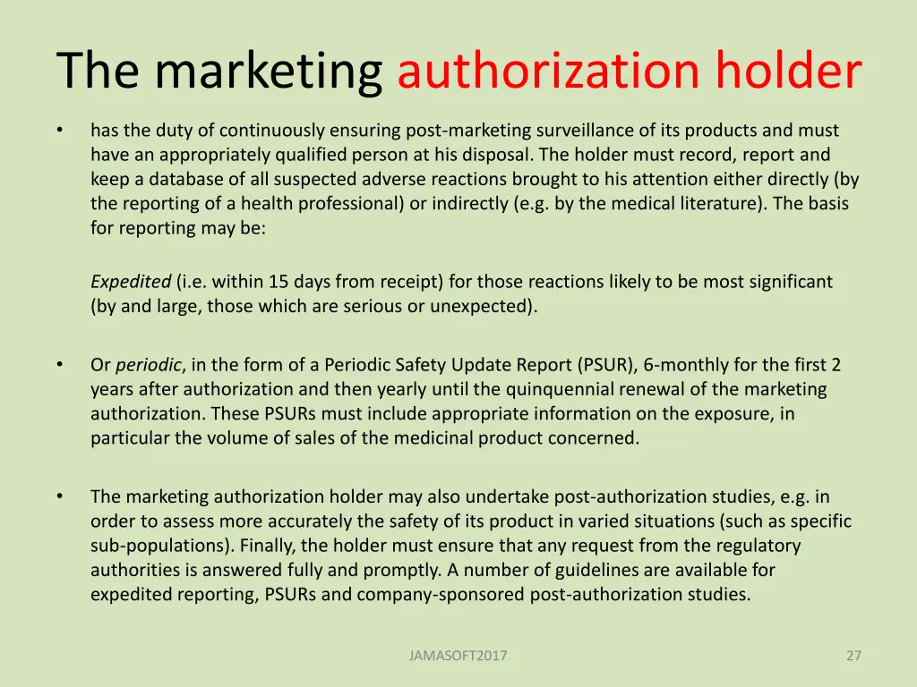 the marketing authorization holder