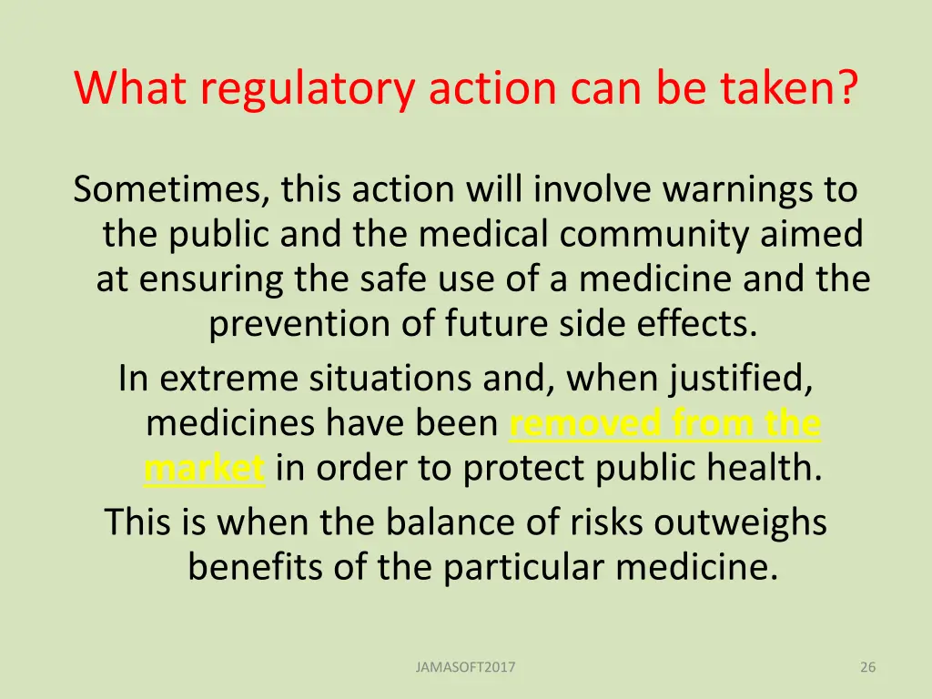 what regulatory action can be taken
