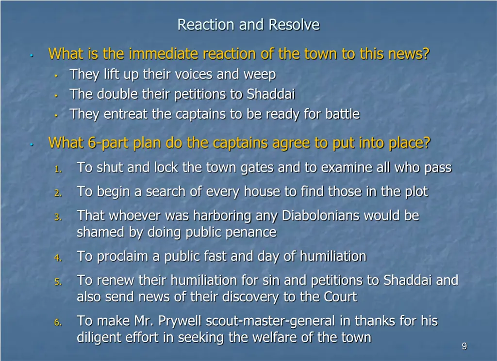reaction and resolve