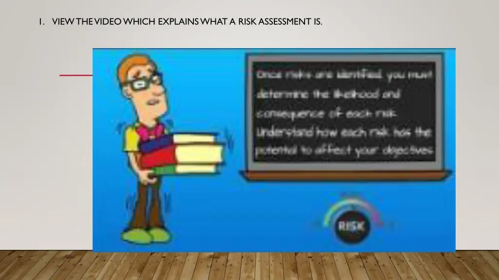 1 view the video which explains what a risk