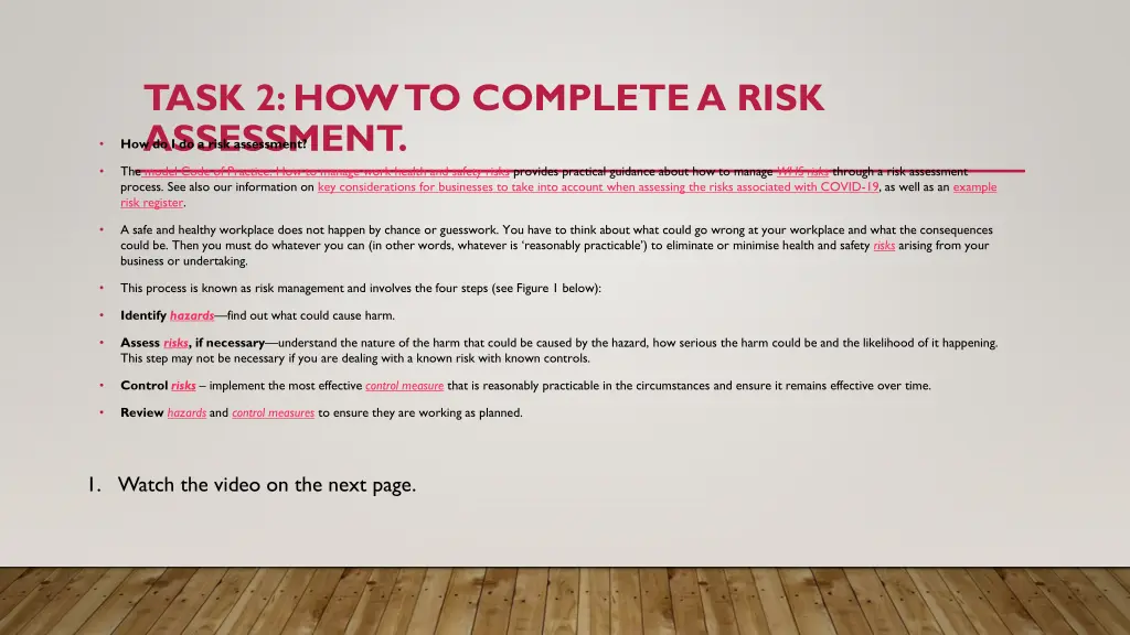 task 2 how to complete a risk assessment