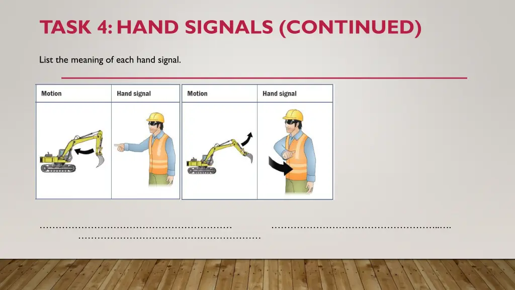 task 4 hand signals continued 1