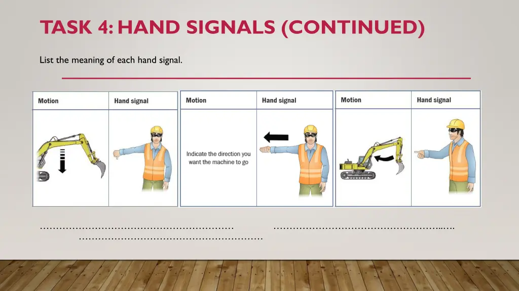 task 4 hand signals continued