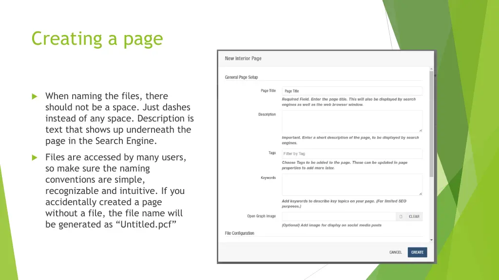 creating a page