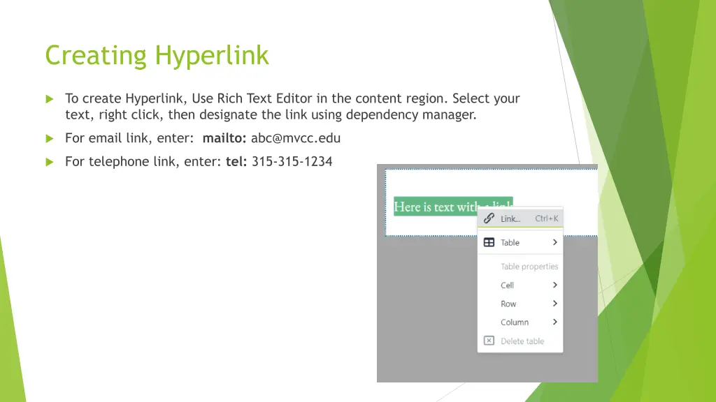creating hyperlink