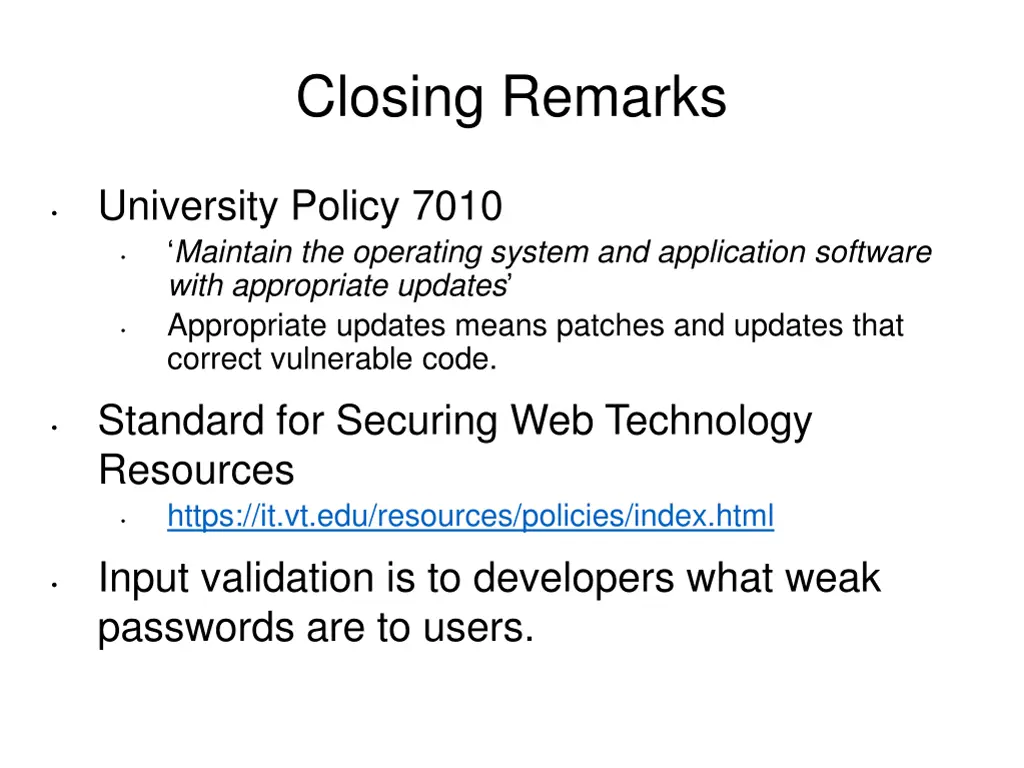 closing remarks