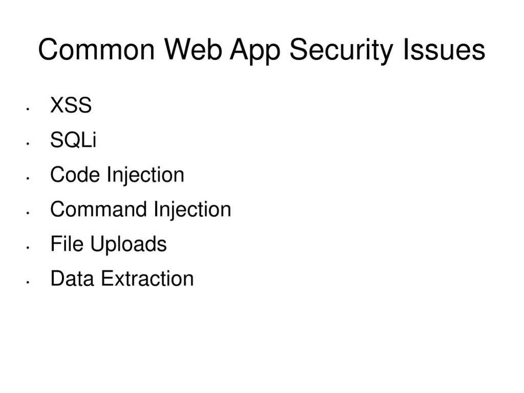 common web app security issues