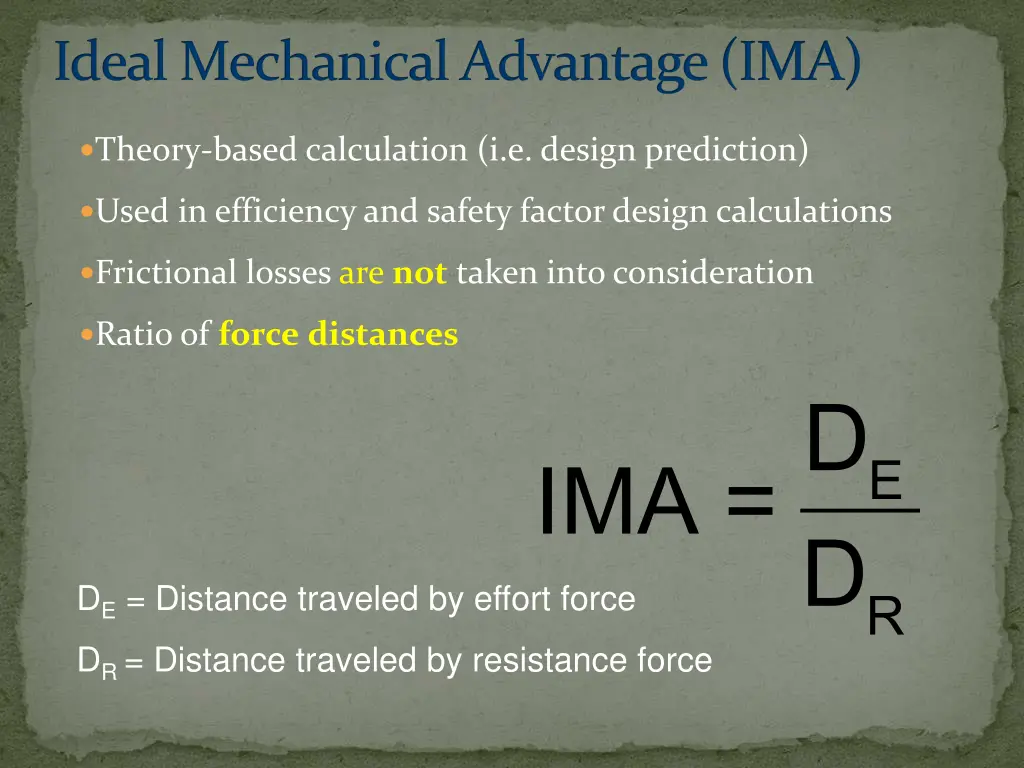ideal mechanical advantage ima