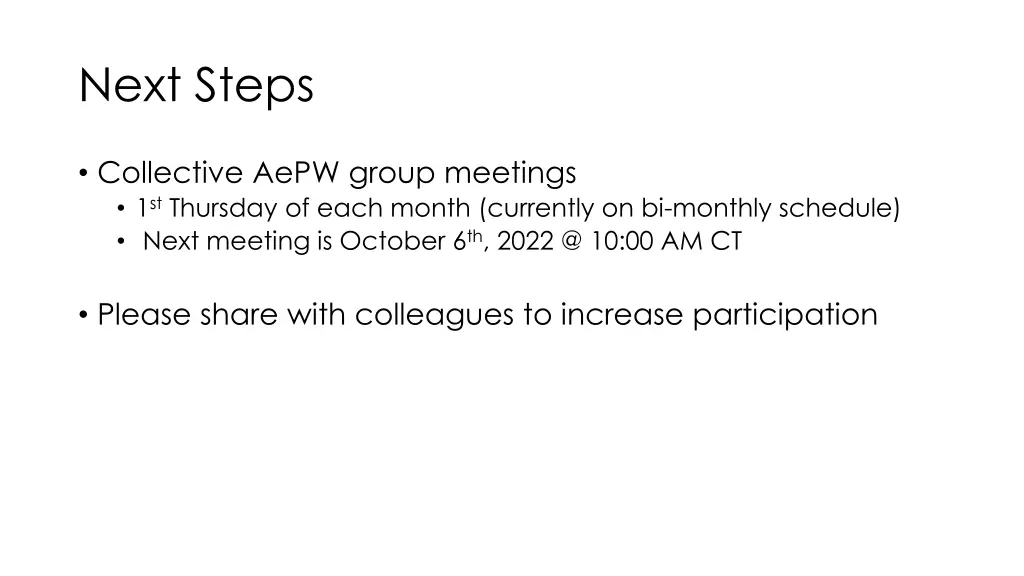 next steps