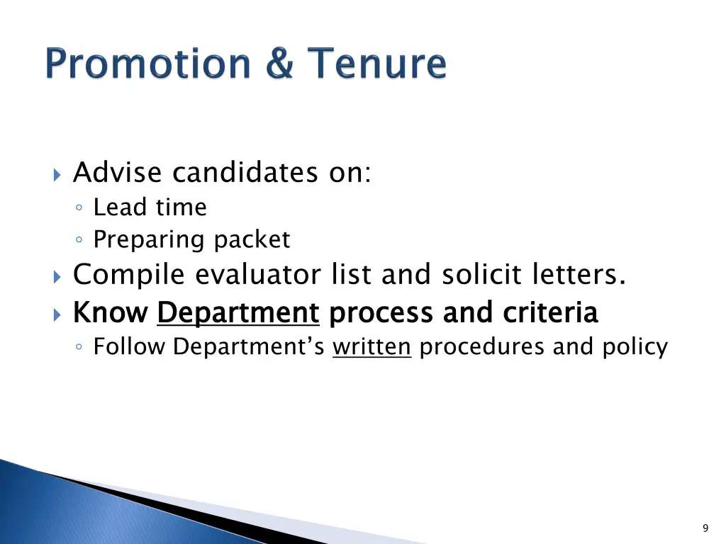 advise candidates on lead time preparing packet