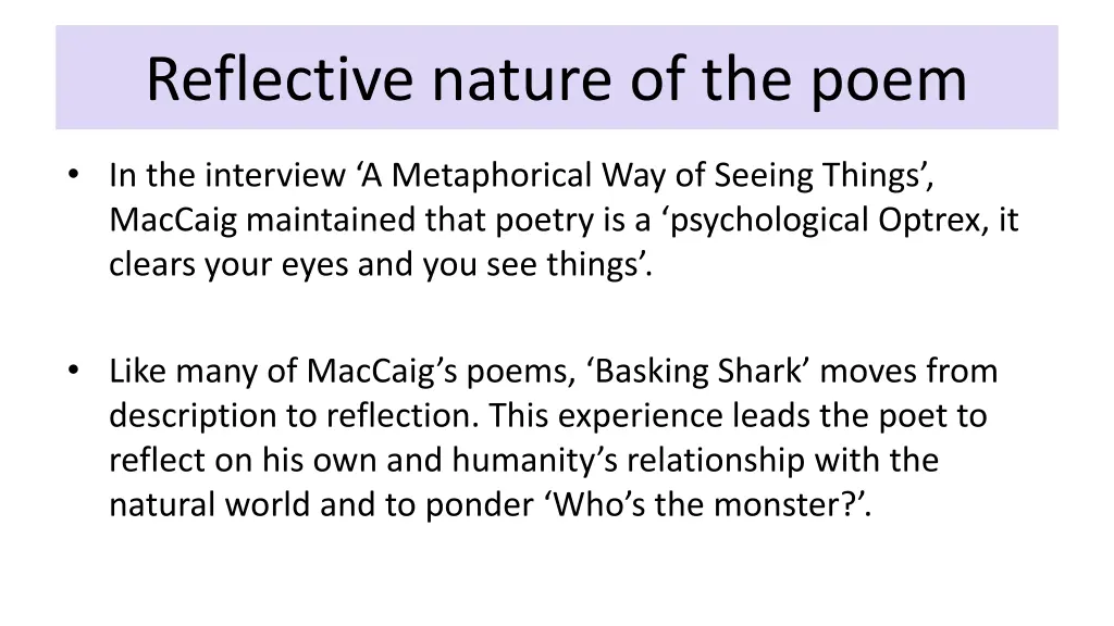 reflective nature of the poem