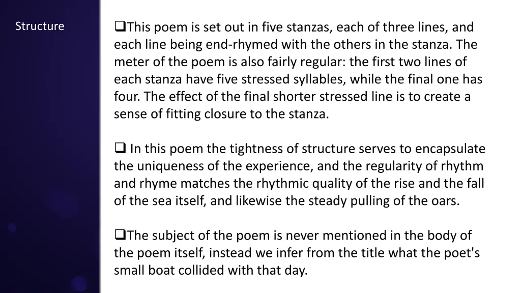 this poem is set out in five stanzas each
