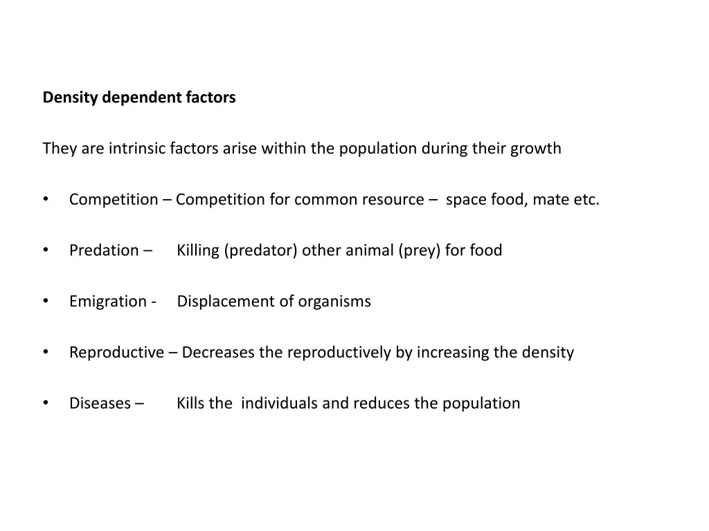 density dependent factors