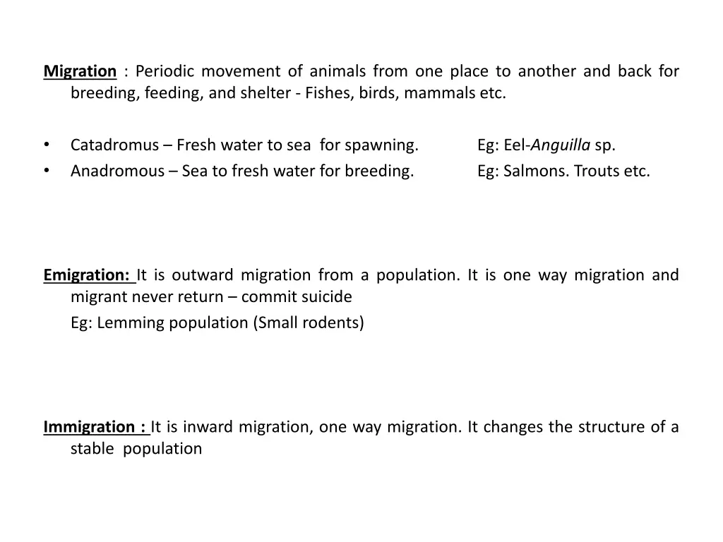 migration periodic movement of animals from