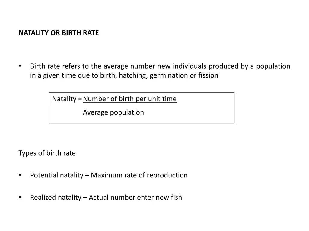 natality or birth rate
