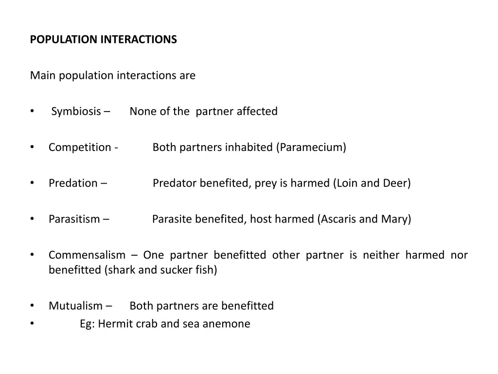 population interactions
