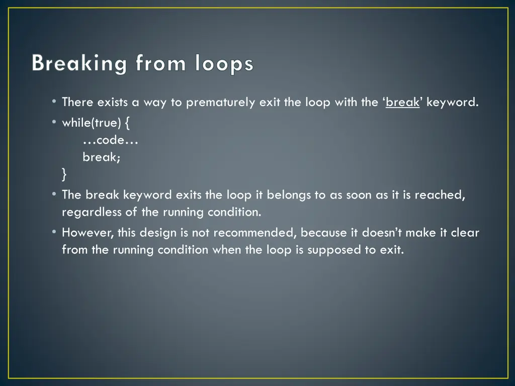 breaking from loops