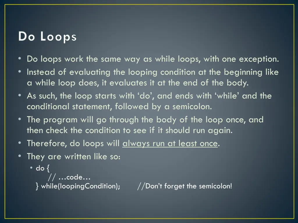 do loops