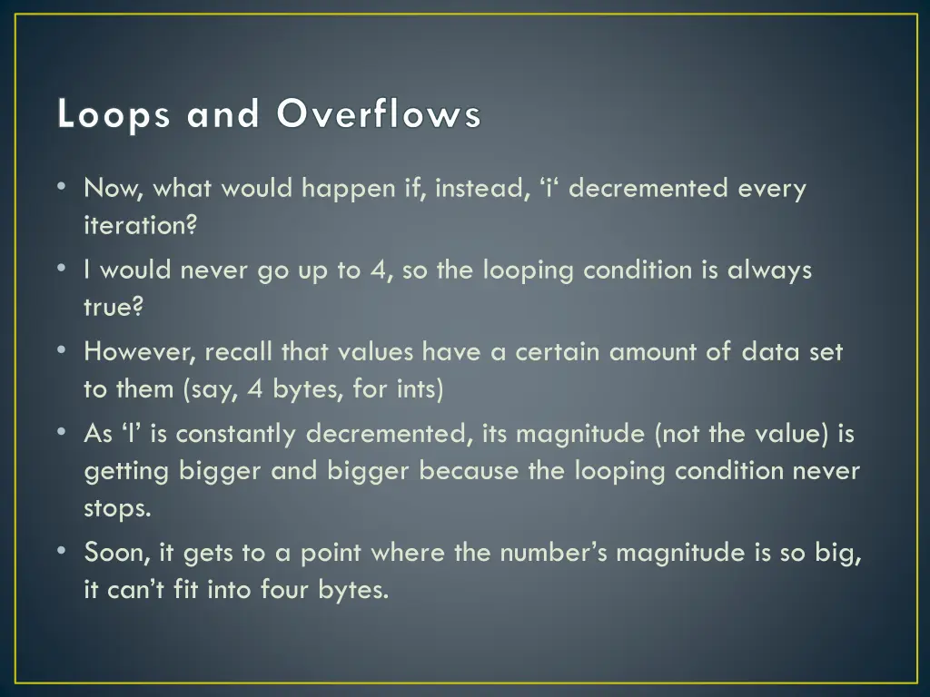 loops and overflows 1