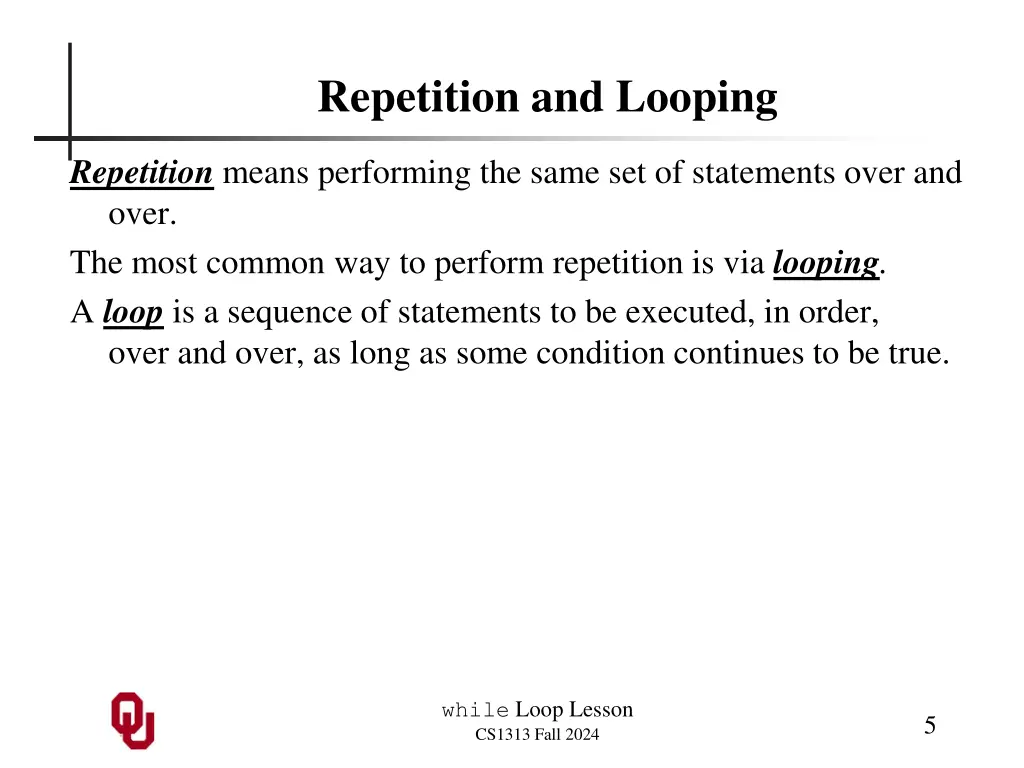 repetition and looping