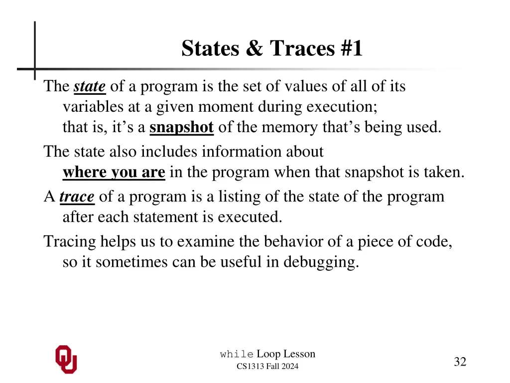 states traces 1