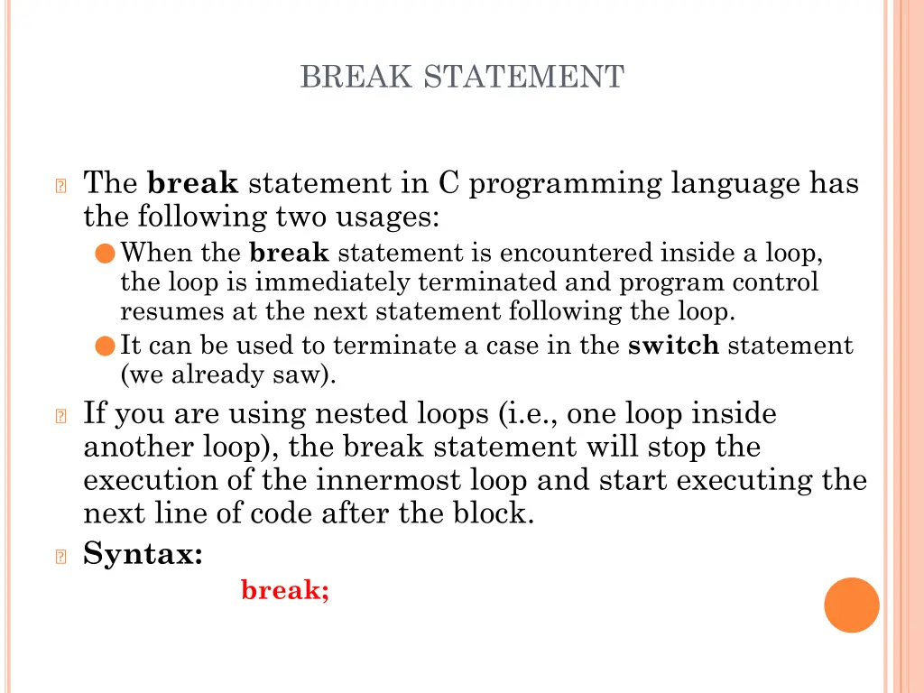 break statement
